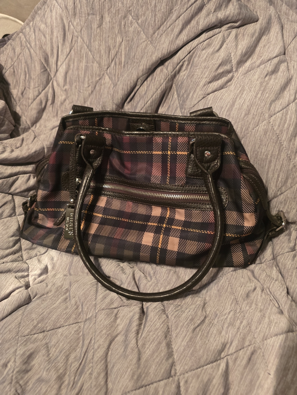 Plaid Satchel Handbag By Chaps